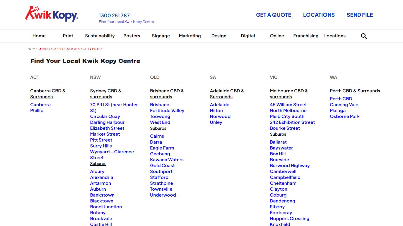 Find Your Local Kwik Kopy Centre | Kwik Kopy Directory